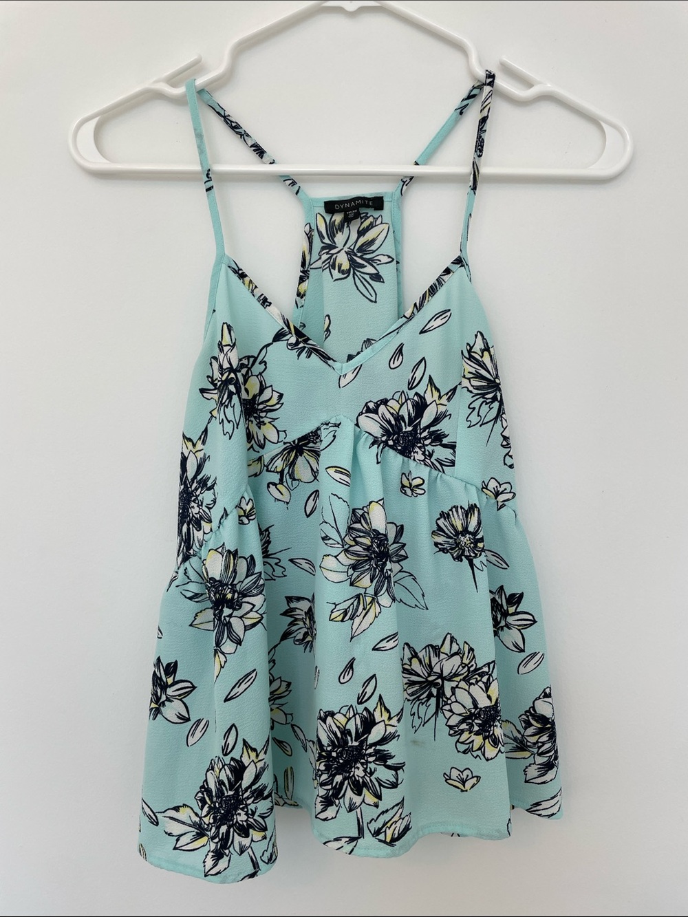 Dynamite Aqua Floral Spaghetti-Strap Camisole